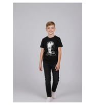 Erkek Çocuk Siyah ATATÜRK Baskılı T-Shirt Ve Siyah Keten Pantolon Takım 23Nisan 29Ekim Özel Günler