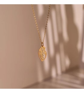 Kişiye Özel 925 Ayar Gümüş Anatomik Kalp Model Kolye (Gold)