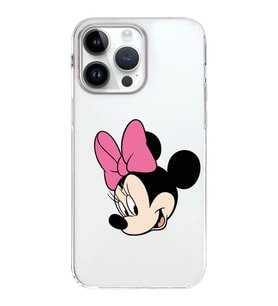 Apple iPhone 14 Pro Max Uyumlu Kapak Minnie Mouse Tasarımlı Şeffaf Silikon Kılıf