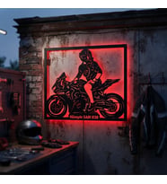 Kişiye veya Fotoğrafa Özel Led Işıklı Ahşap Hediyelik Motosiklet Tabloları, Dekor