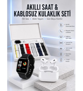 7 Kordonlu Akıllı Saat Ve Yeni Nesil Kulaklık Dokunmatik Ekran Android ve İOS Uyumlu