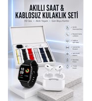 7 Kordonlu Akıllı Saat Ve Yeni Nesil Kulaklık Dokunmatik Ekran Android ve İOS Uyumlu
