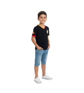Galatasaray Orijinal Lisanslı 5 Yıldızlı Siyah Basic Çocuk T-shirt