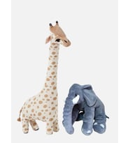 GRAN TOYS Oyun Arkadaşım Peluş Zürafa 100CM & Uyku Arkadaşım Fil 65CM (Bej)