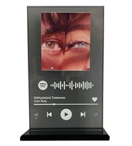 Füme Cam Kişiye Özel Spotify Barkodlu Cam Plak, Kişiye Özel Fotoğraflı Spotify Şarkı Barkodlu Masaüstü PlakSevgililer Gününe Özel, Sevgililer Günü Hediyesi