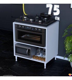 Eliusta Aura 75 cm Set Üstü Ocak Modülü Fırınlık Mikrodalga Dolap Çok Amaçlı Mutfak Kileri 75x87x48 cm Beyaz
