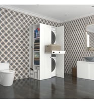 Kenzlife çamaşır-kurutma makinesi dolabı ahi evran sol byz 187*090*60 çekmeceli banyo (Beyaz)
