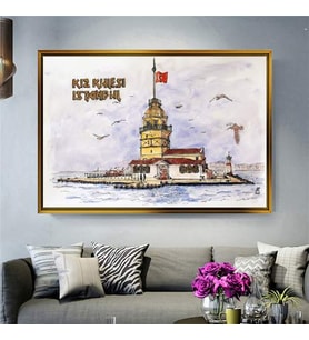 Altın Çerçeveli dekoratif tablo a739 (Gold)