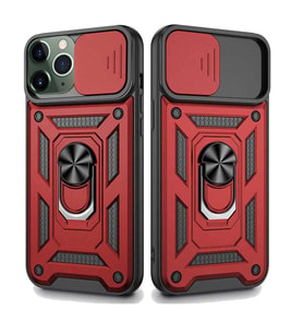 Apple iPhone 11 Pro Uyumlu Kızaklı Kamera Korumalı Tank Kılıf (Kırmızı)