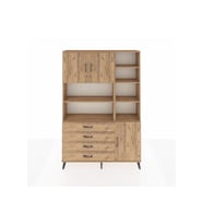 Arges Gardrop 9 Raflı 4 Çekmeceli 3 Kapaklı 132x30x195 Çam-Çam