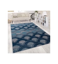 Rovigo Home Dijital Baskı Yıkanabilir Kaymaz Taban Salon Halısı  RVG1810 (Mavi)
