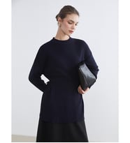 LCW Modest Lacivert Dik Yaka Oversize Kadın Triko Tunik