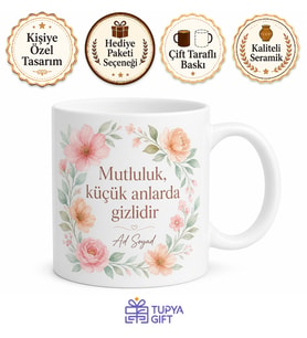 Kişiye Özel Mutluluk Köşesi Baskılı Kupa Bardak Hediye