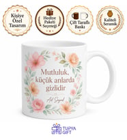 Kişiye Özel Mutluluk Köşesi Baskılı Kupa Bardak Hediye