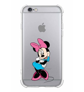 Apple iPhone 6 Uyumlu Köşe Korumalı Antişok  Kapak Minnie Mouse Tasarımlı Şeffaf  Kılıf