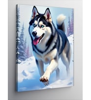 Kanvas Tablo Koşan Husky Köpeği
