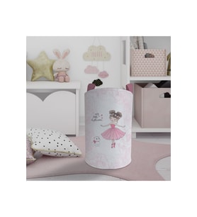MEKTA HOME BEBEK VE ÇOCUK ODASI Balerin Kız ve Kedi Desenli Motifli Oyuncak Sepeti