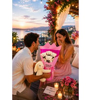 Sevgiliye Romantik Peluş Tavşan Buketi – Kişiselleştirilebilir Hediye