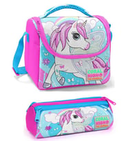 Coral High Kız Çocuk Pembe Mavi Unicorn Beslenme Çantası Seti