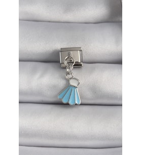 316L Çelik Gümüş Renk Mavi Renk Sallantı Elbise Model Nomination Charm 5886 - HPSBYI5942-1402