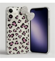 iPhone 16 ile Uyumlu Parlak Leopar Desenli Ta?l? Fiyonk Telefon K?l?f? � ?ok Emici, �izilmez, Esnek Koruma Kapak, ?effaf Kenarl? Tasar?m White