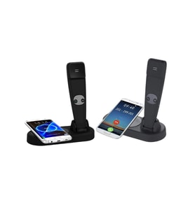 Cosmostech 2 in 1 Kablosuz Şarj Cihaz ve Standı, Kablosuz Şarj Özelliği Olan Tüm Cihazlar ile Uyumlu Masa Üstü Bluetooth Kablosuz Telefon