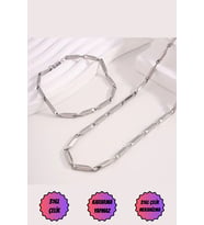 Çelik Melon Zincir Erkek Kolye Ve Bileklik Set Kararmaz Çelik Kolye Çelik Zincir Kolye (Gri)