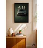 Ford Mustang Bullitt 1968 Poster, Siyah Çerçeveli Duvar Tablosu - Oto Severlere Özel