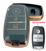 Kia Sportage Sorento Ceed Cerato Optimo Uyumlu Smart Kumanda Anahtar Kılıfı Oto Anahtarlık TURKUAZ