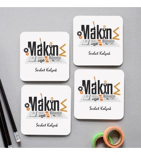 Kişiye Özel Makine Mühendislerine Özel 4'lü Bardak Altlığı