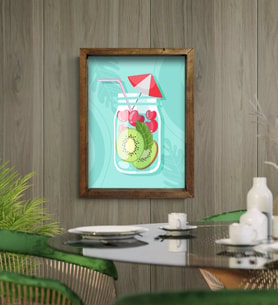 BK Gift Cafe & Bar & Restaurant Konseptli Doğal Masif Ahşap Çerçeveli Tablo-50