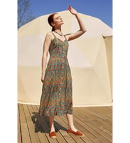 Yırtmaçlı Askılı Bohem Elbise (PERA MODA)