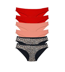 Mulvxbrf Brf02 6 Adet Likralı Kadın Slip Külot Leopar Kırmızı Pudra (Mulvix)