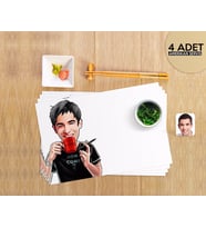 BK Gift Kişiye Özel Erkek Karikatürlü 4 Adet Amerikan Servis Seti-64 (Beyaz)