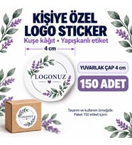 Logo Sticker 4 CM (Kişiye Özel) 150 Adet Yapışkanlı Etiket
