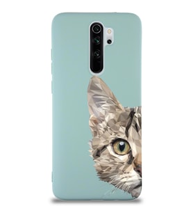 Xiaomi Redmi Note 8 Pro Uyumlu Lansman Kılıf Catface Tasarımlı İçi Kadife Kapak-Turkuaz (Şeffaf)