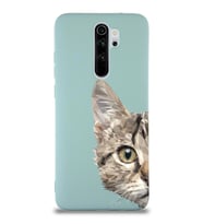 Xiaomi Redmi Note 8 Pro Uyumlu Lansman Kılıf Catface Tasarımlı İçi Kadife Kapak-Turkuaz (Şeffaf)