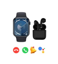 Iphone 11 Uyumlu Watch 9 Series T900 Pro Max Akıllı Saat + Pro 5 Bluetooth Kulaklık (Siyah)