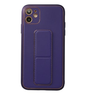 Durukar® iPhone 12 Kılıf Coco Deri Standlı Kapak - Mor