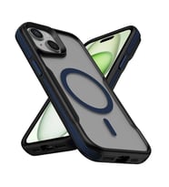 Apple iPhone 14 Uyumlu Kılıf M-safe Şarj Özellikli Renkli Kenar Airbag Şeritli Zore Lamer Kapak (Mavi)