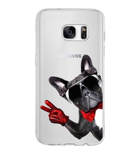 PrintiFy Samsung Galaxy S7 ile Uyumlu 1mm Slim Fit Köpek 2 050e Baskılı Şeffaf  Kılıf