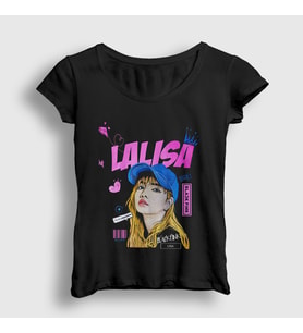 Presmono Kadın Siyah Lalisa Lisa Blackpink K Pop T-Shirt 440641tt