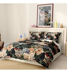 Monohome Premium Luxury Çift Kişilik Nevresim Takımı 3D Pamuk Saten Flower Dance (Çok Renkli)