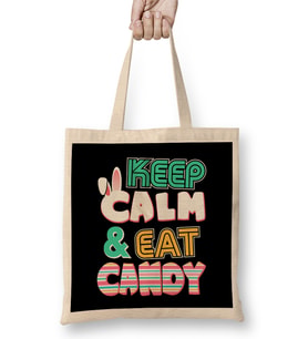 Cute Keep Calm & Eat Candy Easter Bunny Holiday Bez Çanta Uzun Saplı