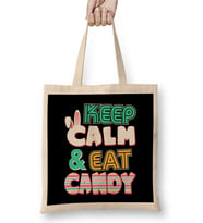 Cute Keep Calm & Eat Candy Easter Bunny Holiday Bez Çanta Uzun Saplı