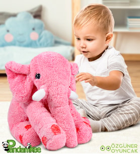 Pandamkee Yumuşacık Uyku Arkadaşı Fil Tam 65 Cm Boyunda (Pembe)