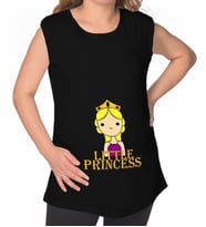 BK Gift Little Princess Tasarımlı Siyah Sıfır Kol Hamile Tişört-1, Hamile Giyim, Eşe Hediye