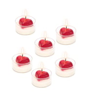 Sevgililer Günü 6lı Kalp Kabartmalı Rosewood Kokulu Tealight Mum Seti (Ekru)