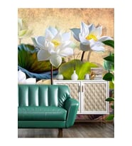 Dreamwall Lotus Çiçeği Desenli Yırtılmaz Slinebilir Tekstil Duvar Kağıdı (Beyaz)