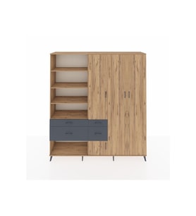 Hyperion Dolap 14 Raflı 4 Çekmeceli 4 Kapaklı 220x44x243 Çam-Çam/Antrasit